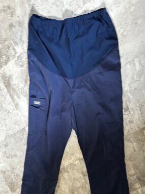 size  Large womens scrub pants work wear xl blue maternity stretch top nursing